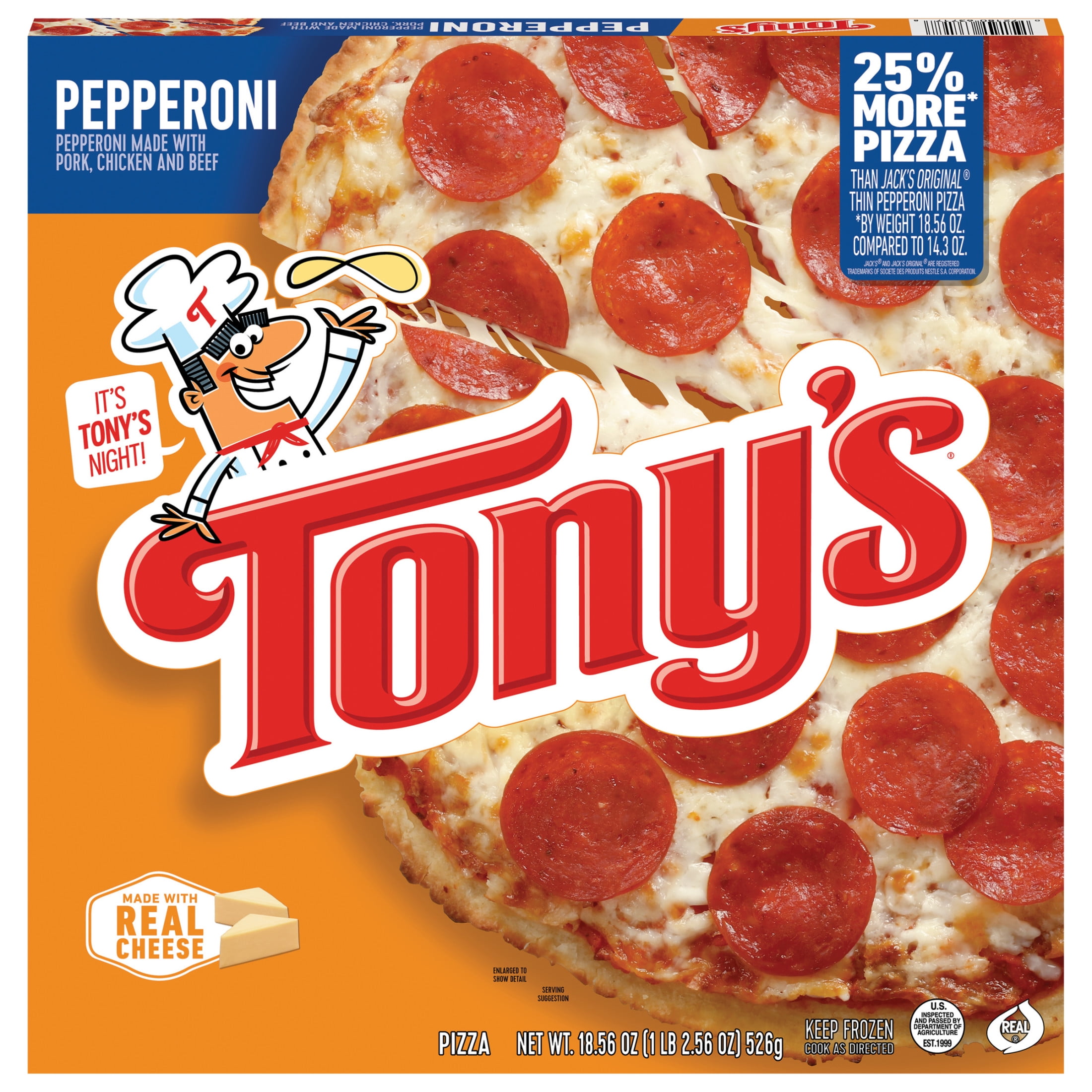 Tony's Pepperoni Pizzeria Style Crust Frozen Pizza, 18.56 oz