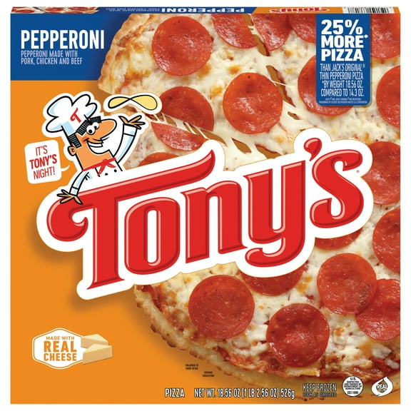 Tony's Pepperoni Pizzeria Style Crust Frozen Pizza, 18.56 oz