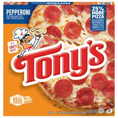 Tony's Pepperoni Frozen Pizza with Pizzeria Style Crust, 18.56 oz - Contains Gluten and Dairy
