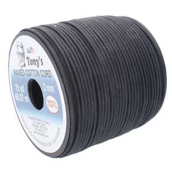 Tony's Waxed Cotton Cord, 2mm Thick, 720 Yard Bulk Spool, Black