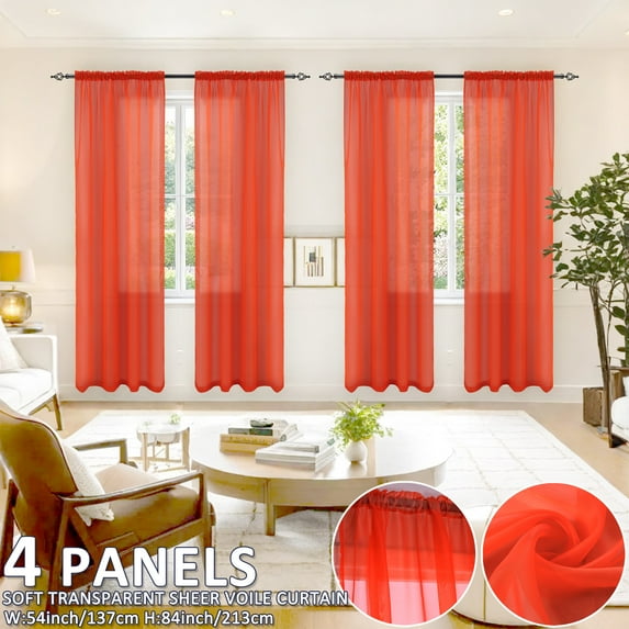 Tony's collection 4 Panels Sheer Curtains 84 inch Length , Rod Pocket Sheer Drapes for Living Room, Bedroom(4X52WX84L)