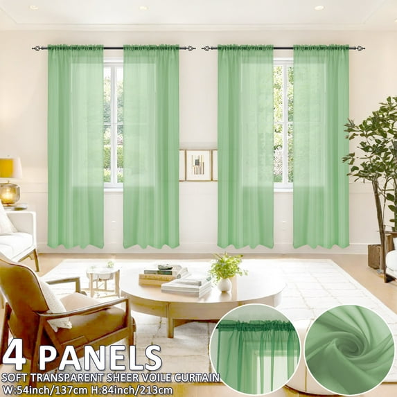 Tony's collection 4 Panels Sheer Curtains 84 inch Length , Rod Pocket Sheer Drapes for Living Room, Bedroom(4X52WX84L)
