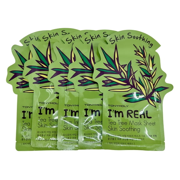 TonyMoly Im Real Tea Tree Mask Sheet Skin Soothing Set of 5 All Skin Types