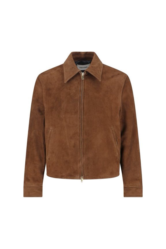Structured Brown Jacket With Front Zipper Closure (Men's)