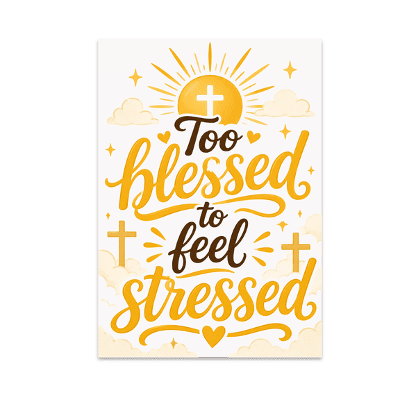 Too Blessed to Feel Stressed Art Print - Faithful Decor Enthusiast - 13x19 Poster Print