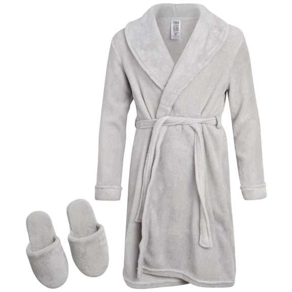 Too Cool 2 Sleep Boys Bath Robe & Slipper Set Plush Fleece Bathrobe & Slippers Robe for Boys 2 Piece