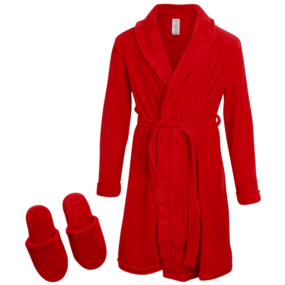 Too Cool 2 Sleep Boys Bath Robe and Slipper Set - 2 Piece Plush Fleece Hooded Bathrobe & Slippers