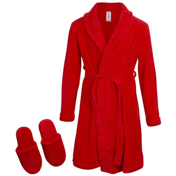 Too Cool 2 Sleep Boys Bath Robe & Slipper Set Plush Fleece Bathrobe & Slippers Robe for Boys 2 Piece