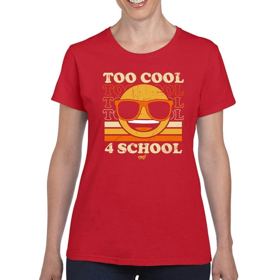 Too Cool 4 School - Retro Emoji Sunglasses Graphic Women's T-shirt