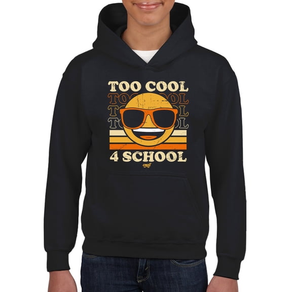Too Cool 4 School - Retro Emoji Sunglasses Graphic Youth's Hoodie