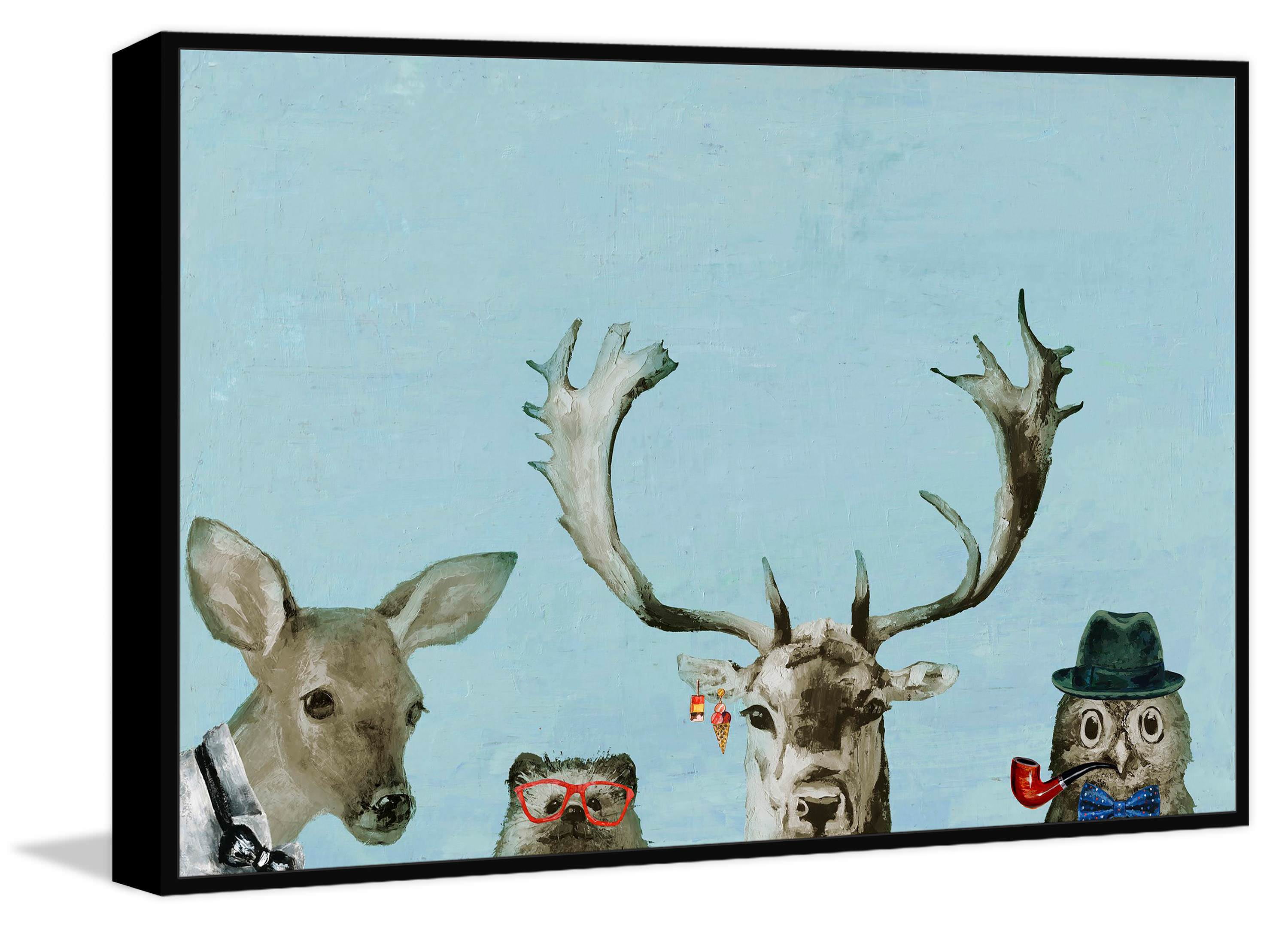 Too Cool for the Party in Blue Floater Framed Painting Print on Canvas