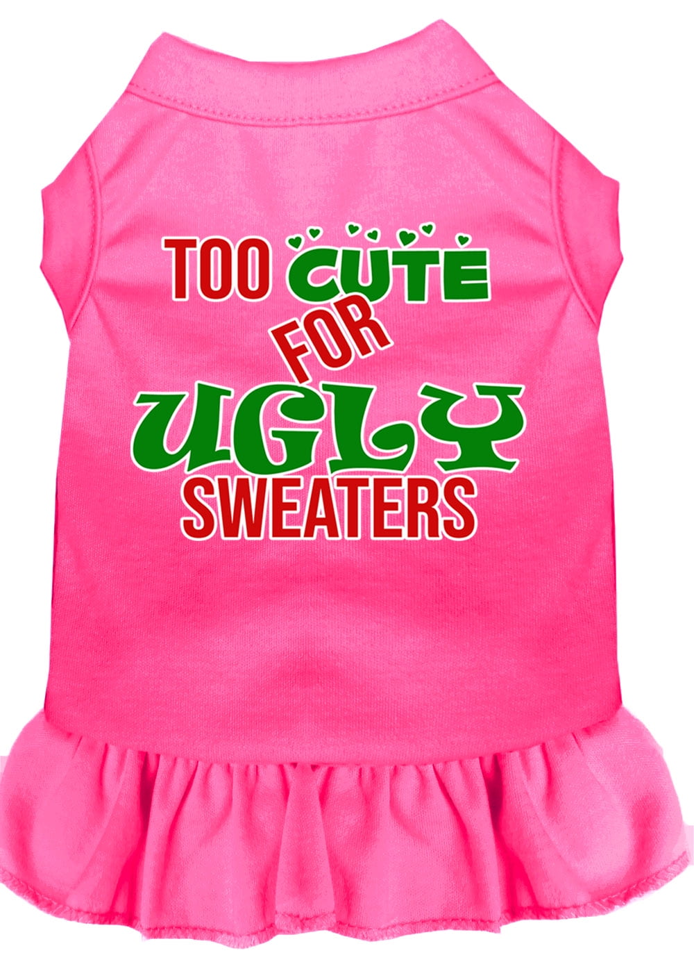 Too Cute For Ugly Sweaters Screen Print Dog Dress 4x large Bright