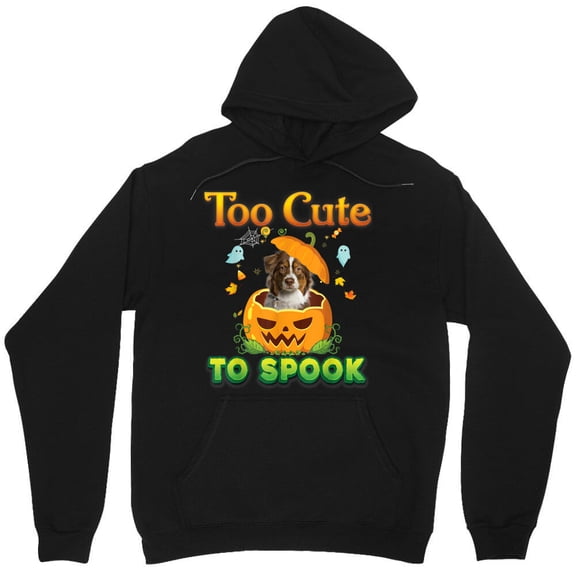 Too Cute To Spook Australian Shepherd Dog Graphic Halloween Pumpkin Funny Pet M9367 Unisex Hoodie, Up to Size 5XL