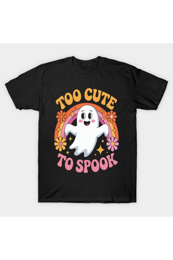 Too Cute To Spook Funny Adorable Ghost Halloween Retro Paranormal Spirit G4406 T-Shirt, for men and women, Up to Size 5XL