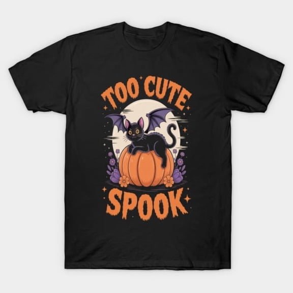 Too Cute To Spook Funny Cat Halloween Retro Feline Pet Costume Party Art G4397 T-Shirt, for men and women, Up to Size 5XL