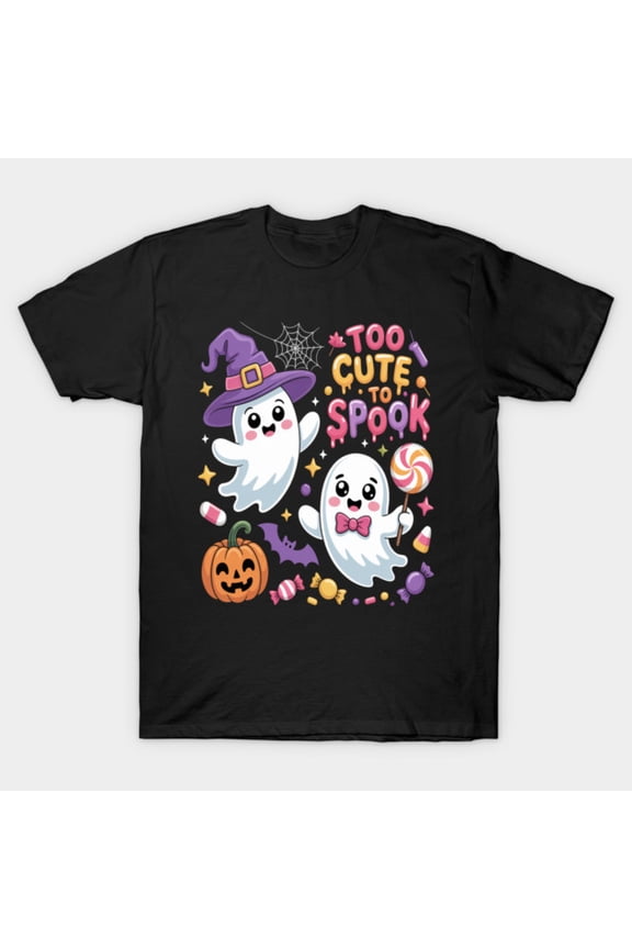 Too Cute To Spook Funny Halloween Retro Ghost Paranormal Spirit Boo Art - Top Pick G4382 T-Shirt, for men and women, Up to Size 5XL
