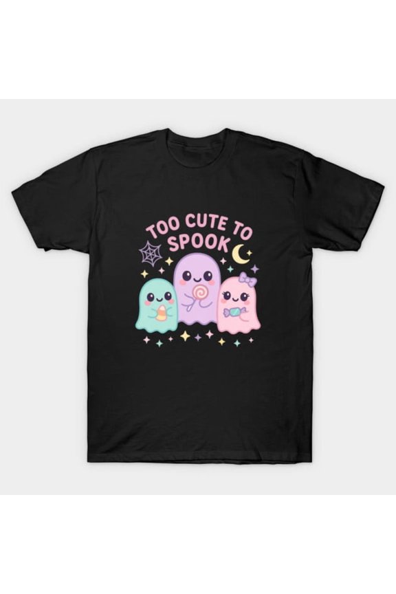 Too Cute To Spook Funny Pastel Goth Ghosts Retro Halloween Aesthetic G4349 T-Shirt, for men and women, Up to Size 5XL