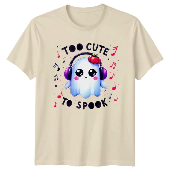Too Cute To Spook Ghost Headphones Mens T-Shirt Womens Graphic Tee