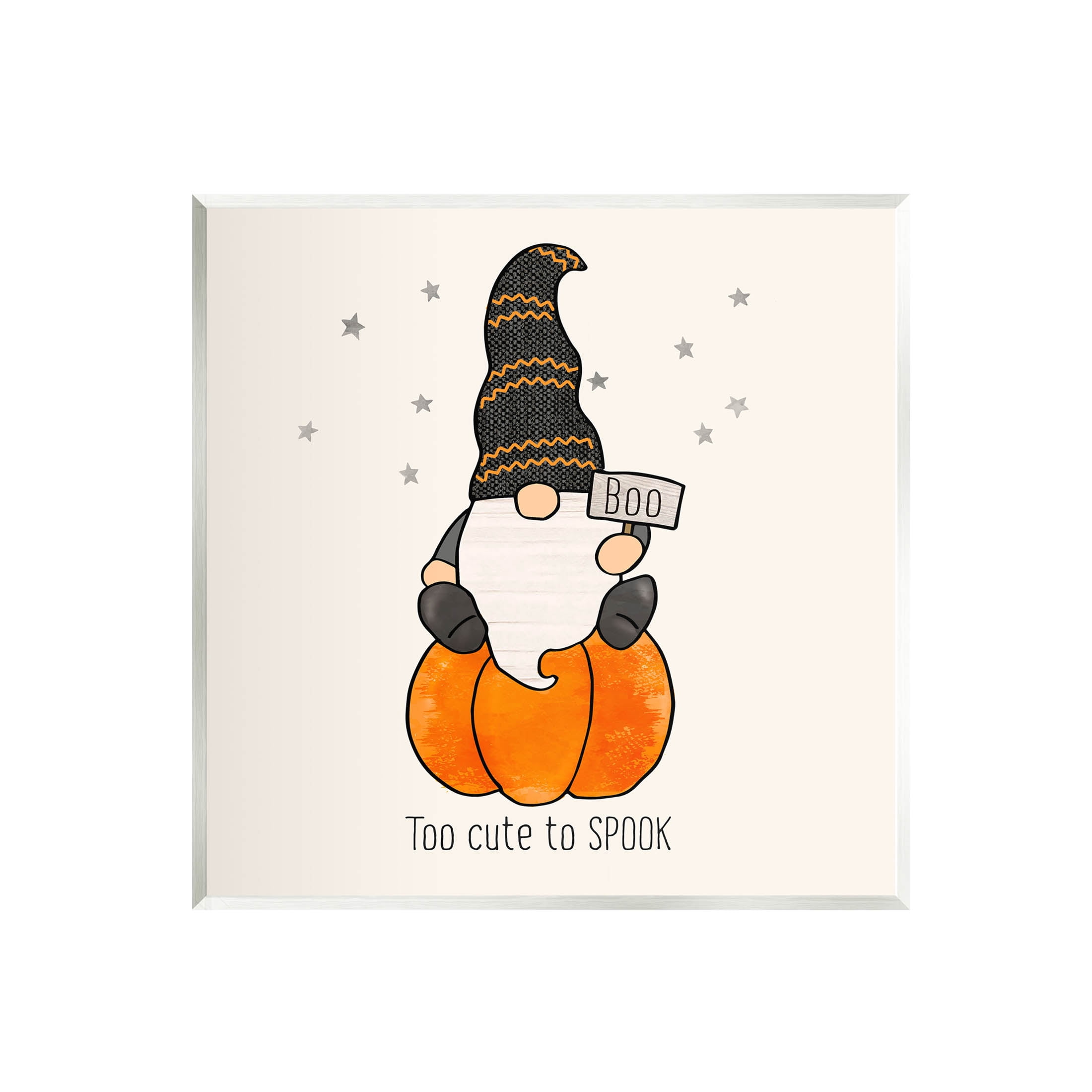 Too Cute To Spook Gnome Phrase Holiday Graphic Art Unframed Art Print Wall Art