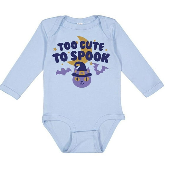 Too Cute To Spook Long Sleeve Baby Onesie Infant One Piece Bodysuit 12 Months Light Blue