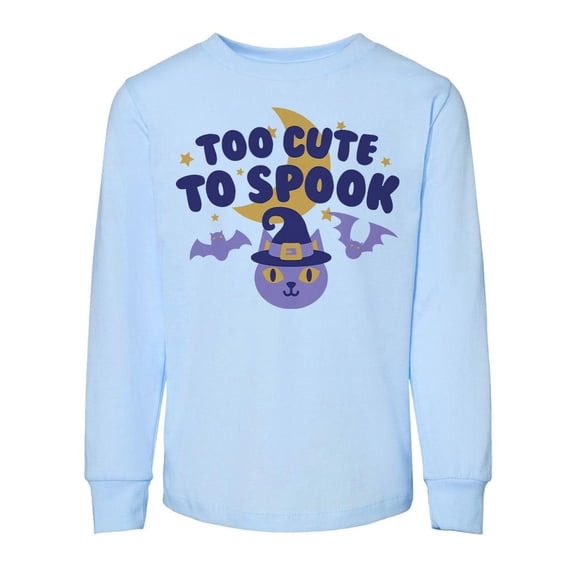 Too Cute To Spook Toddler Kids Long Sleeve T-Shirt 3T Light Blue