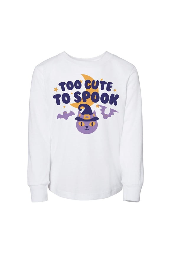 Too Cute To Spook Toddler Kids Long Sleeve T-Shirt 3T White