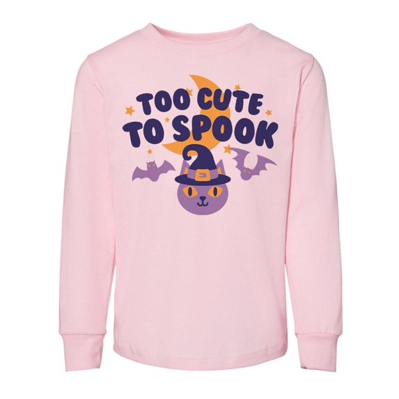 Too Cute To Spook Toddler Kids Long Sleeve T-Shirt 4T Light Pink