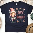 thumbnail image 1 of Too Cute for the Naughty List T-Shirt | Elf Holiday Graphic Tee, Navy, Size 2XL, 1 of 6