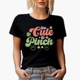 thumbnail image 1 of Too Cute to Pinch feat. Shamrock Leaves & Smiling Faces Art, St. Patrick's Day Gift, Black T-Shirt, Medium, 1 of 5