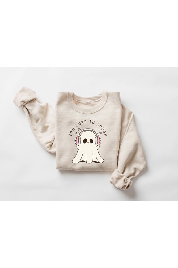 Too Cute to Spooky Sweatshirt, Halloween Ghost Sweater, Spooky Sweatshirt, Cute and Scary, Halloween Boo Shirt, Halloween Gift