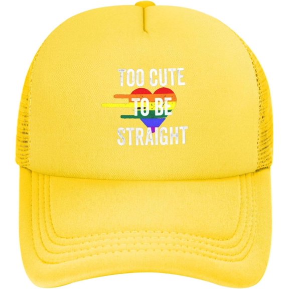Too Cute to be Straight LGBT Gay Pride Trucker Hats Women Mesh Baseball Cap Cowboy hat Men Dad Hat
