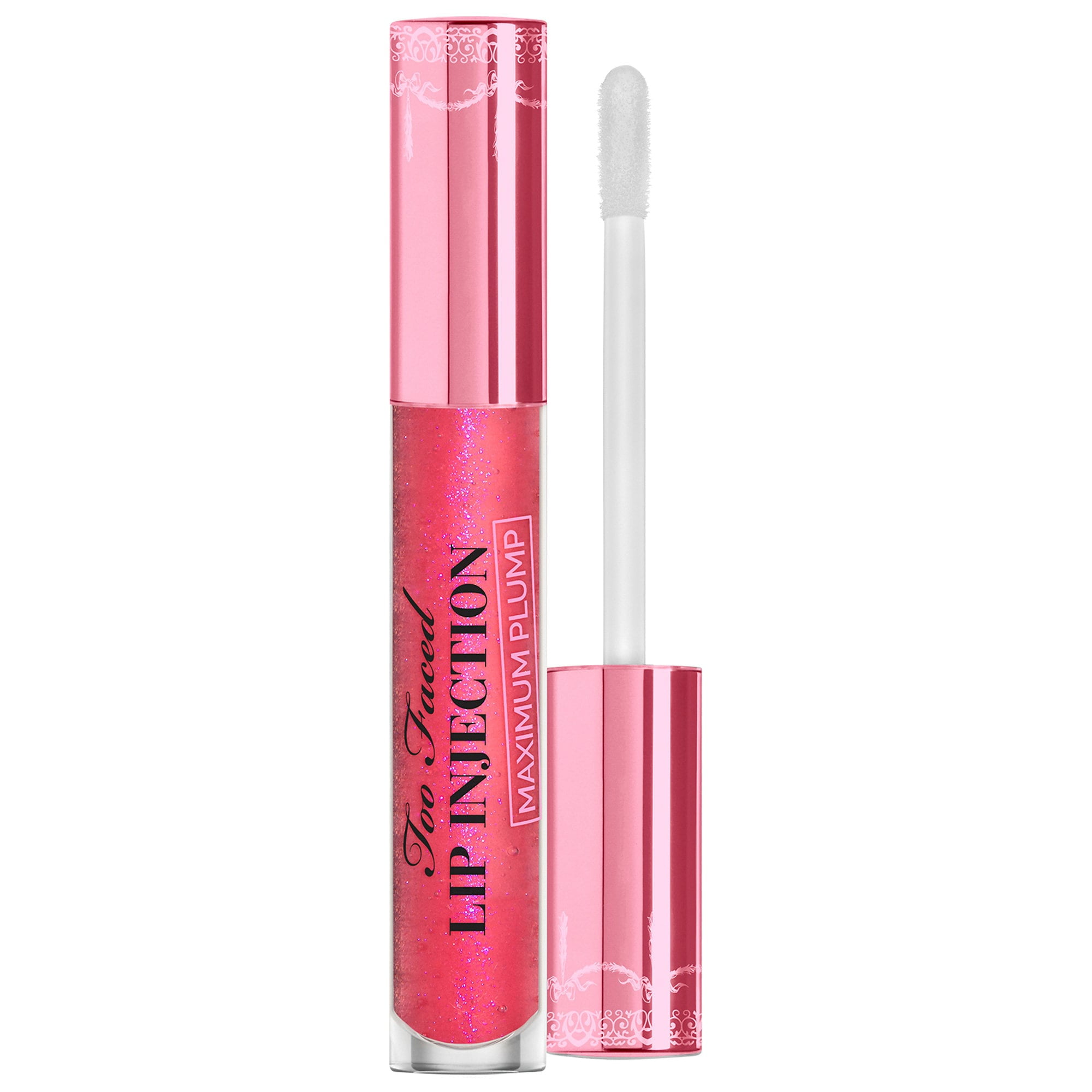 Too Faced Lip Injection Maximum Plump Extra Strength Hydrating Lip Plumper - Yummy Bear - red pink with hot pink pearl - 0.14 oz/4.14 mL