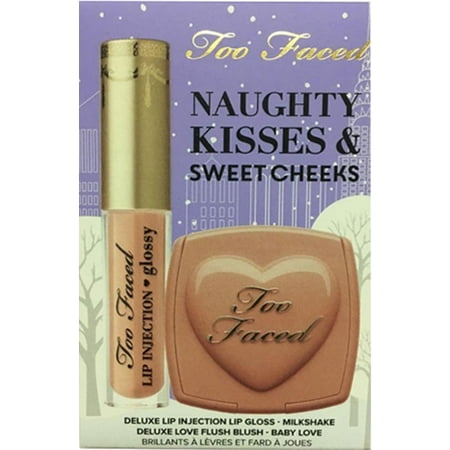 Too Faced Naughty Kisses & Sweet Cheeks 2-Piece Set, Deluxe Lip Injection in Milkshake & Blush in Baby Love