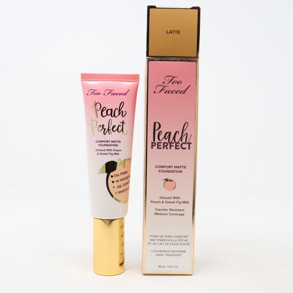 Too Faced Peach Perfect Comfort Matte Foundation Latte 1.6oz/48ml New With Box