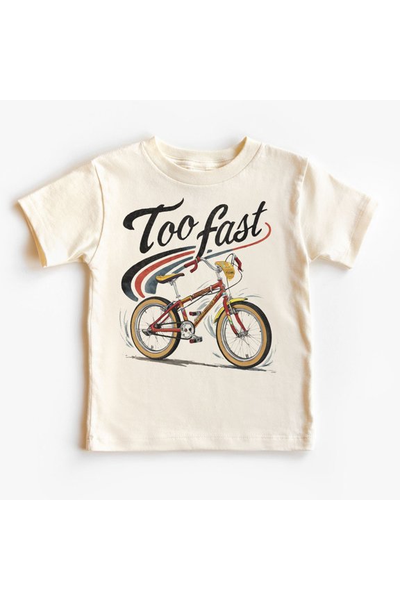 Too Fast Bicycle Toddler Shirt - Kids Retro Bike Racing Themed Outfit - Boho Kids & Youth Shirts TODDLER SHORT SLEEVE TEE BELLA CANVAS 3001T