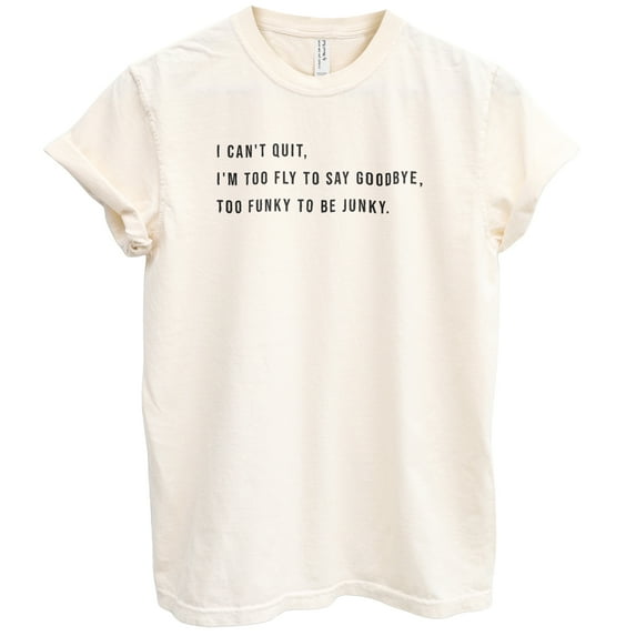 Too Funky to be Junky Fun Graphic Tee T-Shirts for Women Men, Short Sleeve Tops - Vintage Ivory