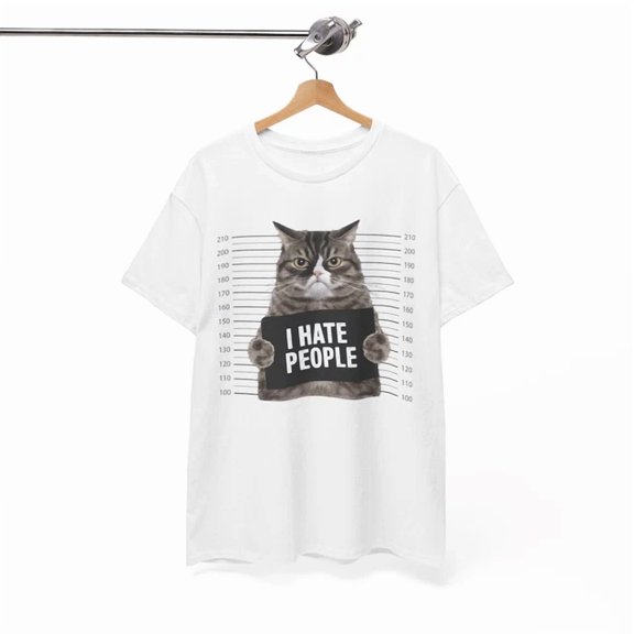 Too Funny T-Shirt Comically Awesome Tee I Hate People Cat