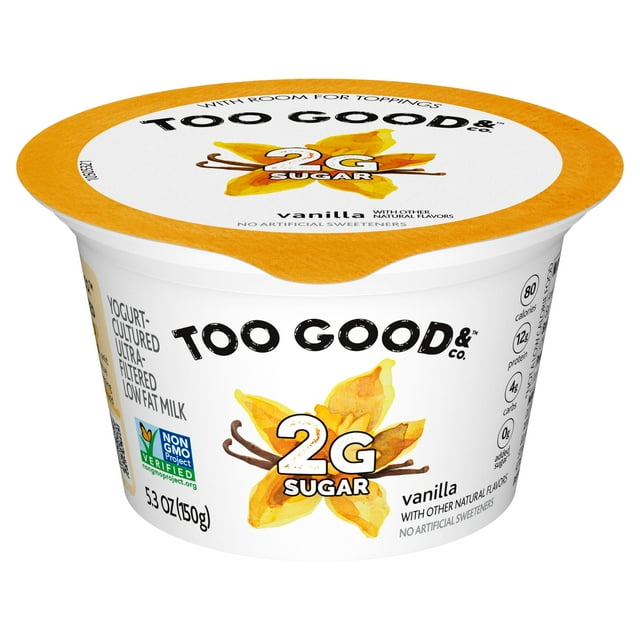 Too Good & Co. Lower Sugar Vanilla Flavored Low Fat Greek Yogurt Cultured Product, 5.3 oz