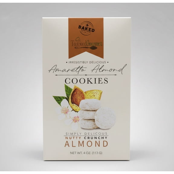 Too Good Gourmet Amaretto Almond Cookies, Nutty Crunchy, 4 oz