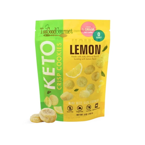 Too Good Gourmet Keto Crisp Cookies, Lemon, Mini Bite Size, 5 oz
