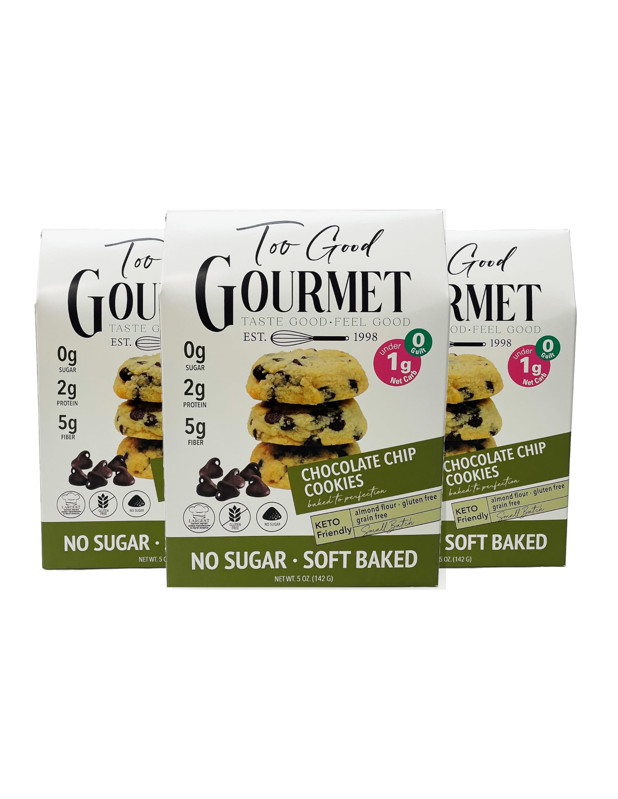 Too Good Gourmet Keto YPF5 Chocolate Chip Cookies 3 Low Carb Snacks