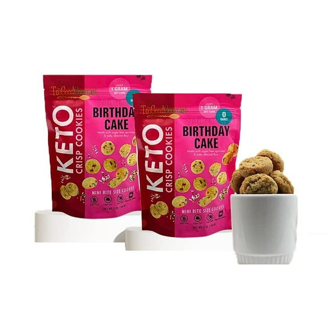 Too Good Gourmet Low MSF2 Carb Keto Snack 2 Pack Birthday Cake Flavor