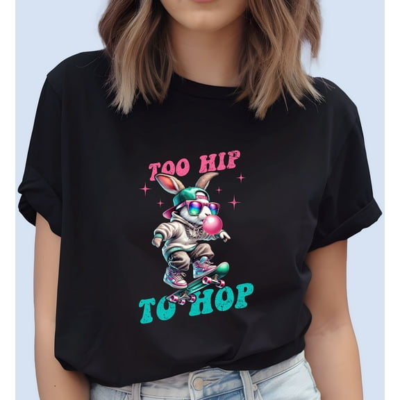 Too Hip To Hop Women's Short Sleeve Graphic T-Shirt 1 Pcs Tee 100% Heavy Cotton - Comfortable Crew Neck, Soft Tees Casual Tops