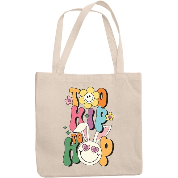 Too Hip to Hop, Retro Easter Sunday Bunny Art Favor, Souvenir or Merch Gift, 12oz Canvas Tote Bag