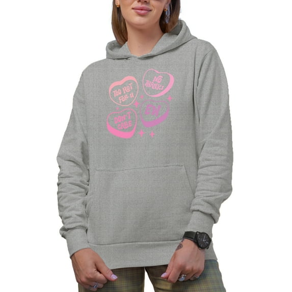 Too Hot for You, Don't Care, Ew, No Thanks, Girl Quote Art, Sassy Girls Themed Merch Gift, Heather Grey Hooded Sweatshirt or Hoodie, Small