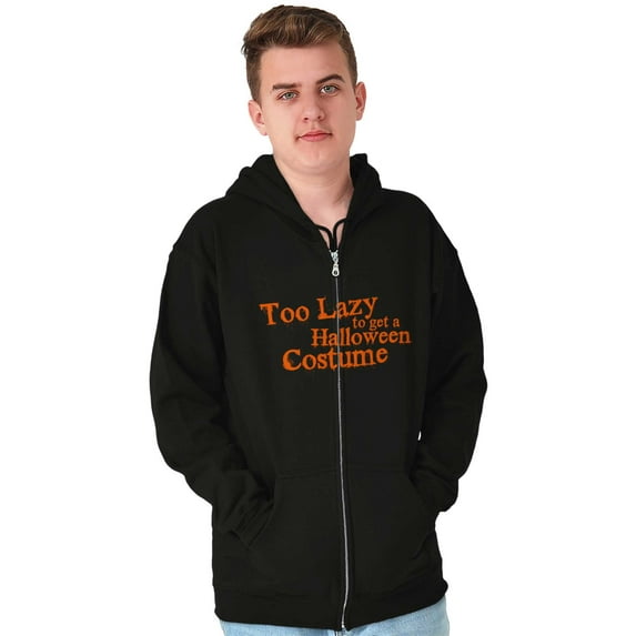 Too Lazy Ironic Halloween Costume Unisex Fleece Graphic Zip Up Hoodie Brisco Brands 2X