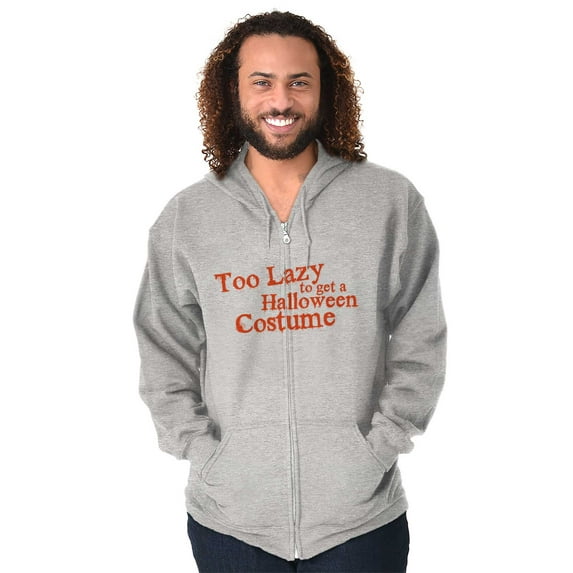 Too Lazy Ironic Halloween Costume Zip Up Hoodie Men's Women's Brisco Brands M