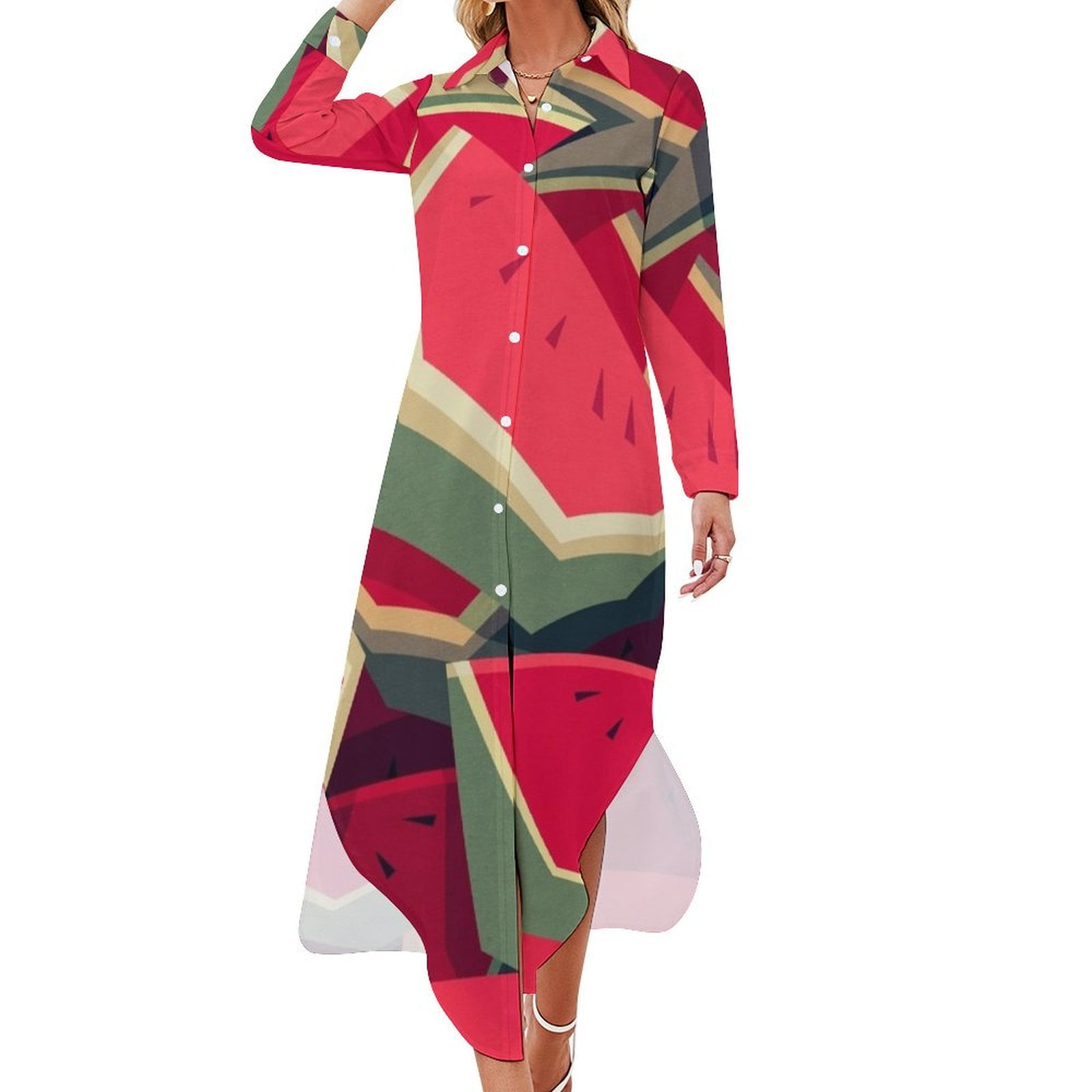 Too many watermelons Long Sleeved Shirt Dress dresses summer woman 2024