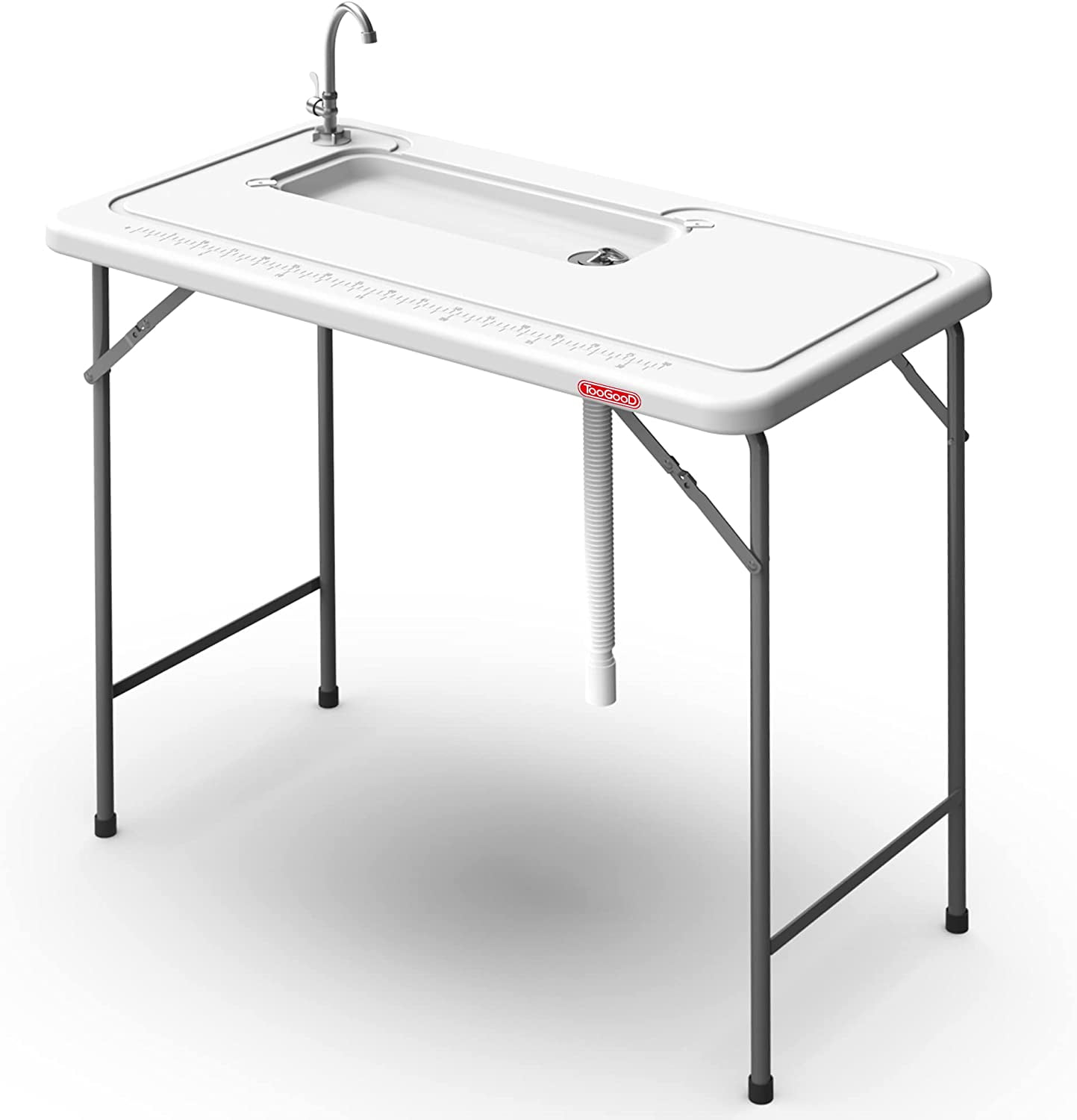 White Folding Fish Cleaning Table with Sink and Faucet