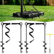 TooTaci Basketball Anchor Tie Down Kit, 16" Heavy Duty Steel Ground Hoop Anchors with Adjustable Straps for Trampoline, Swing Set, Sheds, Carport